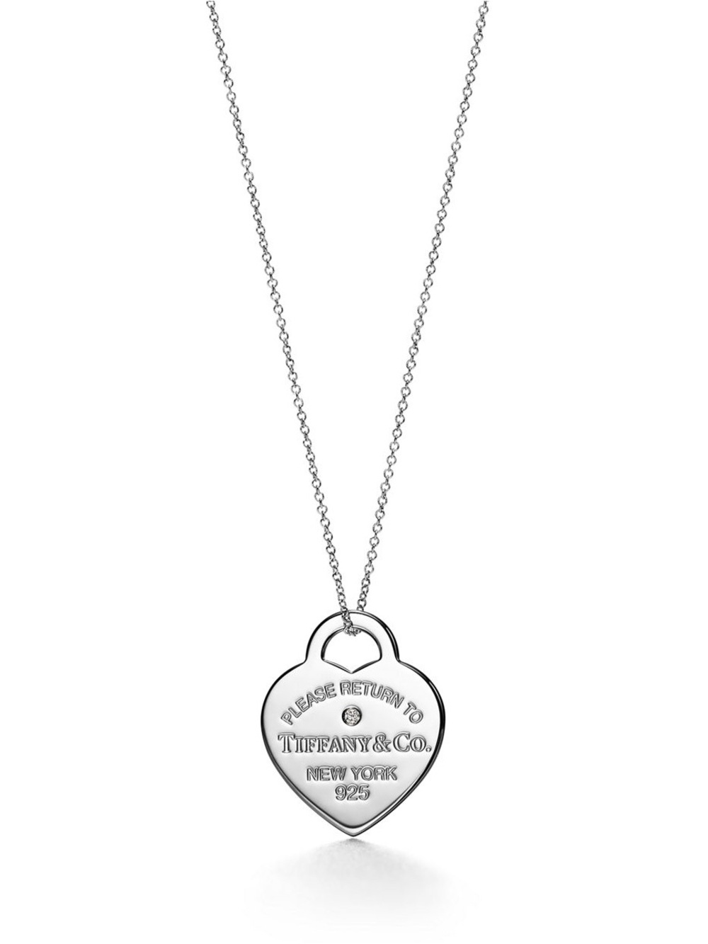 Tiffany & Co. Heart Tag Pendant in Sterling Silver with a Diamond, Medium